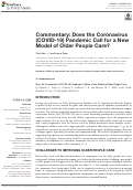 Cover page: Commentary: Does the Coronavirus (COVID-19) Pandemic Call for a New Model of Older People Care?