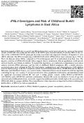 Cover page: IFNL4 Genotypes and Risk of Childhood Burkitt Lymphoma in East Africa.