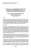 Cover page: Preliminary Crystallographic Analysis of a Proteolytically Modified Form of E. coli Single Stranded DNA Binding Protein