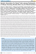 Cover page: Genetic Association for Renal Traits among Participants of African Ancestry Reveals New Loci for Renal Function