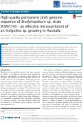 Cover page: High-quality permanent draft genome sequence of Bradyrhizobium sp. strain WSM1743 - an effective microsymbiont of an Indigofera sp. growing in Australia