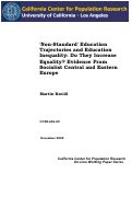 Cover page: Non-Standard Education Trajectories and Education Inequality: Do They Increase Equality? Evidence from Socialist Central and Eastern Europe