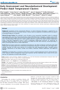 Cover page: Early Environment and Neurobehavioral Development Predict Adult Temperament Clusters