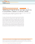 Cover page: Tightening of tropical ascent and high clouds key to precipitation change in a warmer climate.