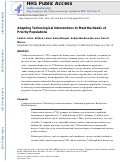 Cover page: Adapting Technological Interventions to Meet the Needs of Priority Populations