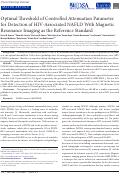 Cover page: Optimal Threshold of Controlled Attenuation Parameter for Detection of HIV-Associated NAFLD With Magnetic Resonance Imaging as the Reference Standard.