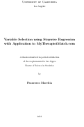 Cover page: Variable Selection using Stepwise Regression with Application to MyTherapistMatch.com