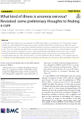 Cover page: What kind of illness is anorexia nervosa? Revisited: some preliminary thoughts to finding a cure.