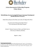 Cover page of Identifying Access-to-Capital Issues Amongst Immigrant Small Business Owners