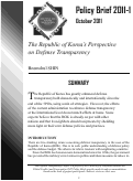 Cover page: The Republic of Korea’s Perspective on Defense Transparency