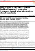 Cover page: Identification of Parkinsons disease PACE subtypes and repurposing treatments through integrative analyses of multimodal data.