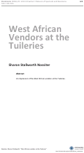 Cover page: West African Vendors at the Tuileries