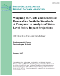 Cover page: Weighing the Costs and Benefits of Renewables Portfolio Standards: A Comparative Analysis 
of State-Level Policy Impact Projections