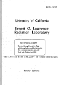 Cover page: THE LATTICE HEAT CAPACITY OF SOLID HYDROGEN