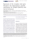 Cover page: Expression of the Circadian Clock Gene Period2 in the Hippocampus: Possible Implications for Synaptic Plasticity and Learned Behaviour