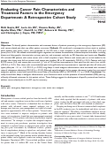 Cover page: Evaluating Cancer Pain Characteristics and Treatment Factors in the Emergency Department: A Retrospective Cohort Study