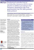 Cover page: Randomised controlled trial of Lactobacillus rhamnosus (LGG) versus placebo in children presenting to the emergency department with acute gastroenteritis: the PECARN probiotic study protocol