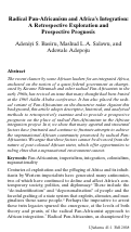 Cover page: Radical Pan-Africanism and Africa’s Integration: A Retrospective Exploration and Prospective Prognosis