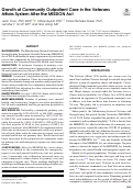 Cover page: Growth of Community Outpatient Care in the Veterans Affairs System After the MISSION Act.