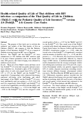 Cover page: Health-related Quality of Life of Thai children with HIV infection: a comparison of the Thai Quality of Life in Children (ThQLC) with the Pediatric Quality of Life Inventory™ version 4.0 (PedsQL™ 4.0) Generic Core Scales