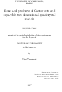 Cover page: Sums and Products of Cantor Sets and Two Dimensional Quasicrystal Model