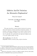 Cover page: Inflation and Its Variation:  An Alternative Explanation