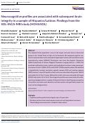 Cover page: Neurocognitive profiles are associated with subsequent brain integrity in a sample of Hispanics/Latinos: Findings from the SOL‐INCA‐MRI study (HCHS/SOL)