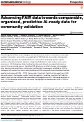 Cover page of Advancing FAIR data towards comparable, organized, predictive AI-ready data for community validation