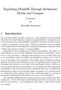 Cover page: Exploiting Plaintiffs through Settlement: Divide and Conquer