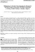 Cover page: Willingness to Donate Hair Samples for Research Among People Living with HIV/AIDS Attending a Tertiary Health Facility in Ibadan, Nigeria
