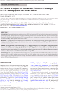 Cover page: A content analysis of smokeless tobacco coverage in U.S. newspapers and news wires.