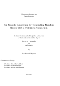 Cover page: An Ergodic Algorithm for Generating Random Knots with a Thickness Constraint