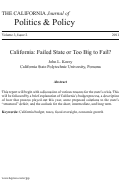 Cover page: California: A Failed State or Too Big to Fail?