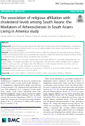 Cover page: The association of religious affiliation with cholesterol levels among South Asians: the Mediators of Atherosclerosis in South Asians Living in America study