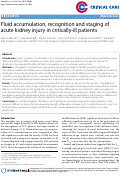 Cover page: Fluid accumulation, recognition and staging of acute kidney injury in critically-ill patients