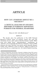 Cover page: How Can a Forensic Result Be a ‘Decision’? A Critical Analysis of Ongoing Reforms of Forensic Reporting Formats for Federal Examiners