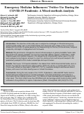 Cover page: Emergency Medicine Influencers’ Twitter Use During the COVID-19 Pandemic: A Mixed-methods Analysis