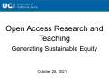 Cover page: Open Access Research and Teaching - Building Sustainable Equity