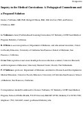 Cover page: Inquiry in the Medical Curriculum: A Pedagogical Conundrum and a Proposed Solution.