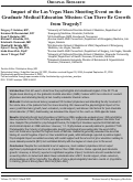 Cover page: Impact of the Las Vegas Mass Shooting Event on the Graduate Medical Education Mission: Can There Be Growth from Tragedy?