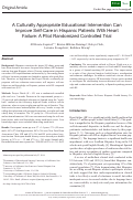Cover page: A Culturally Appropriate Educational Intervention Can Improve Self-Care in Hispanic Patients With Heart Failure: A Pilot Randomized Controlled Trial.