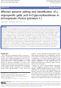 Cover page: Effective genome editing and identification of a regiospecific gallic acid 4-O-glycosyltransferase in pomegranate (Punica granatum L.)