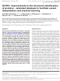 Cover page: SCOPe: improvements to the structural classification of proteins – extended database to facilitate variant interpretation and machine learning