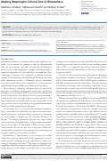 Cover page: Making Meaningful Clinical Use of Biomarkers