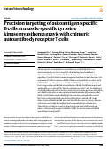 Cover page: Precision targeting of autoantigen-specific B cells in muscle-specific tyrosine kinase myasthenia gravis with chimeric autoantibody receptor T cells.