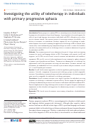 Cover page: Investigating the utility of teletherapy in individuals with primary progressive aphasia