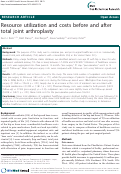 Cover page: Resource utilization and costs before and after total joint arthroplasty