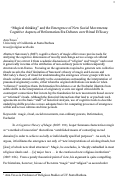 Cover page: "Magical thinking" and the Emergence of New Social Movements: Cognitive Aspects of Reformation Era Debates over Ritual Efficacy