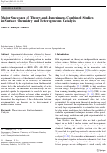 Cover page: Major Successes of Theory-and-Experiment-Combined Studies in Surface Chemistry and Heterogeneous Catalysis