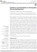 Cover page: Variation and Variability in <i>Drosophila</i> Grooming Behavior.